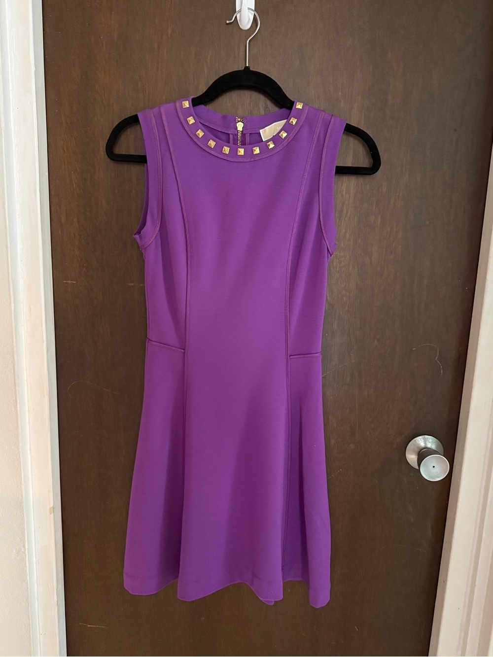 Michael Kors Purple Studded Neck Fit & Flare Dress Size 2 Like New